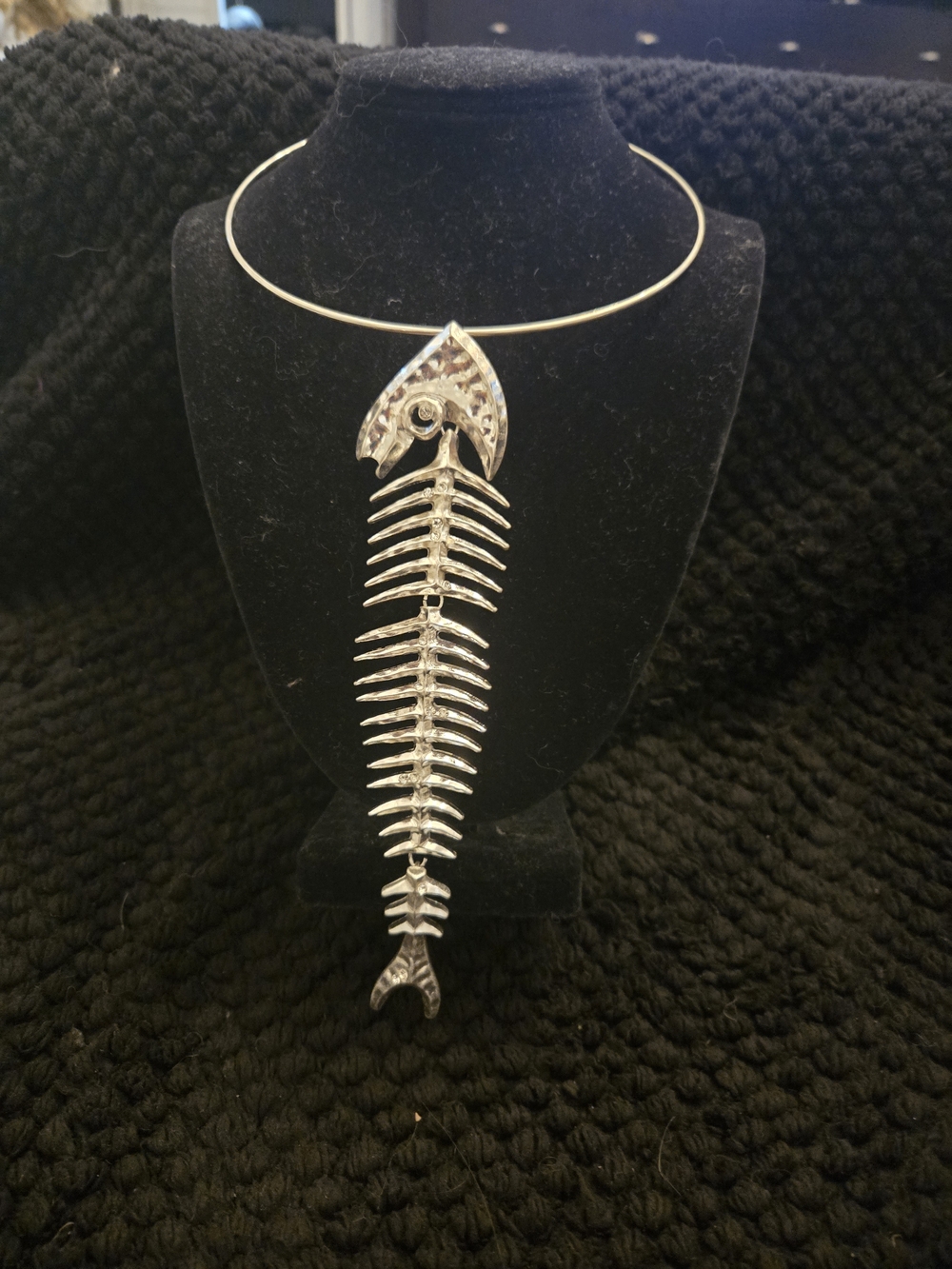 Schiaparelli Inspired Silver Fishbone Statement Choker Necklace Women's Jewelry